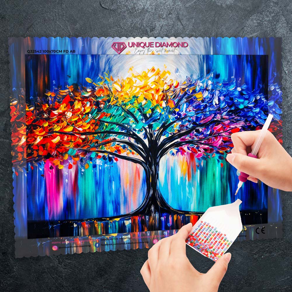 5D Diamond Painting – Farbenbaum des Lebens Unique-Diamond