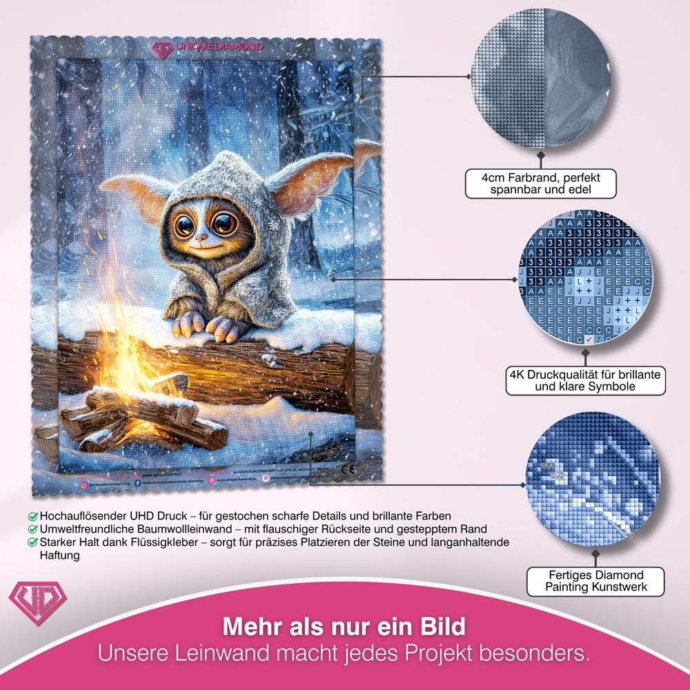 5D Diamond Painting – Funkelpfote im Schneezauber