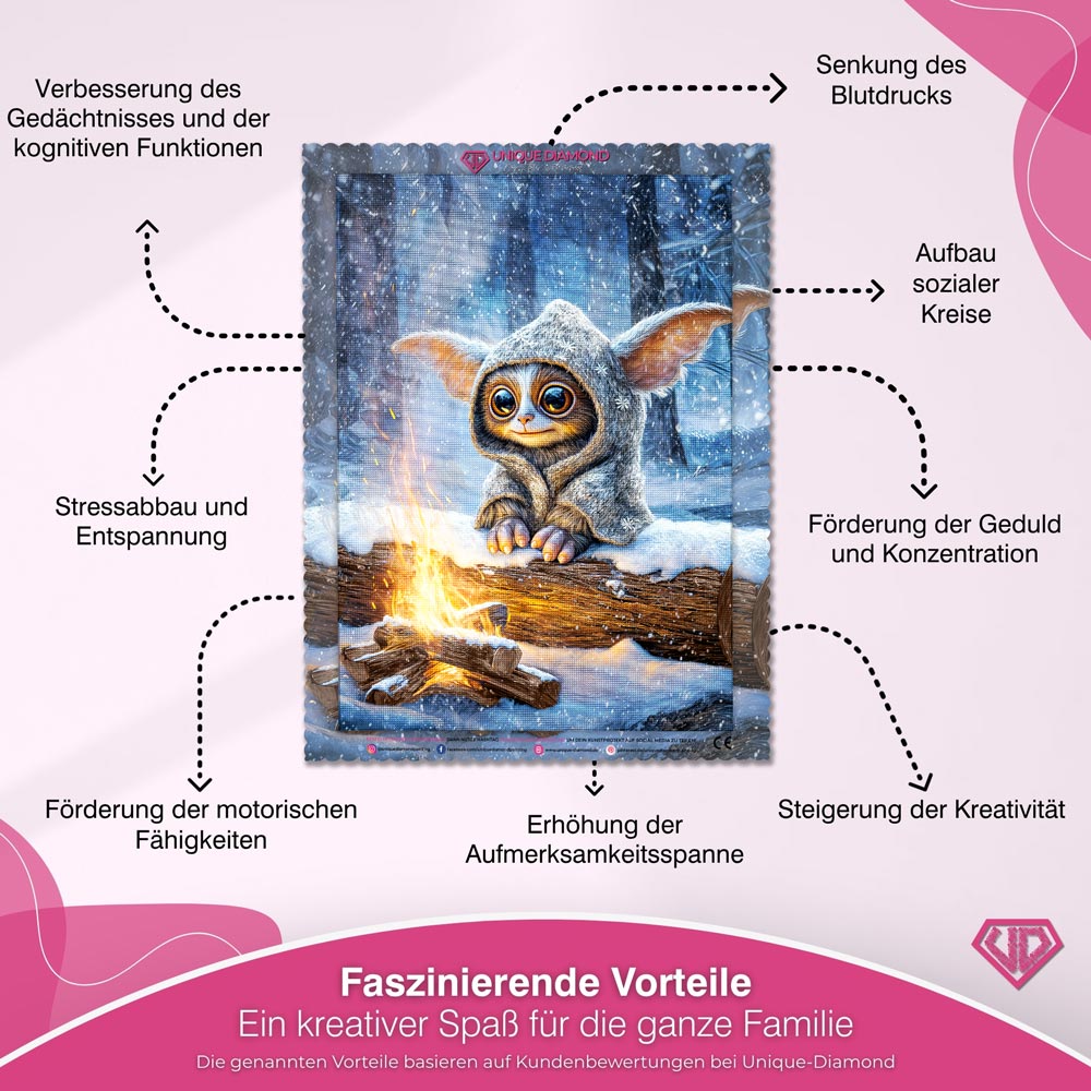 5D Diamond Painting – Funkelpfote im Schneezauber