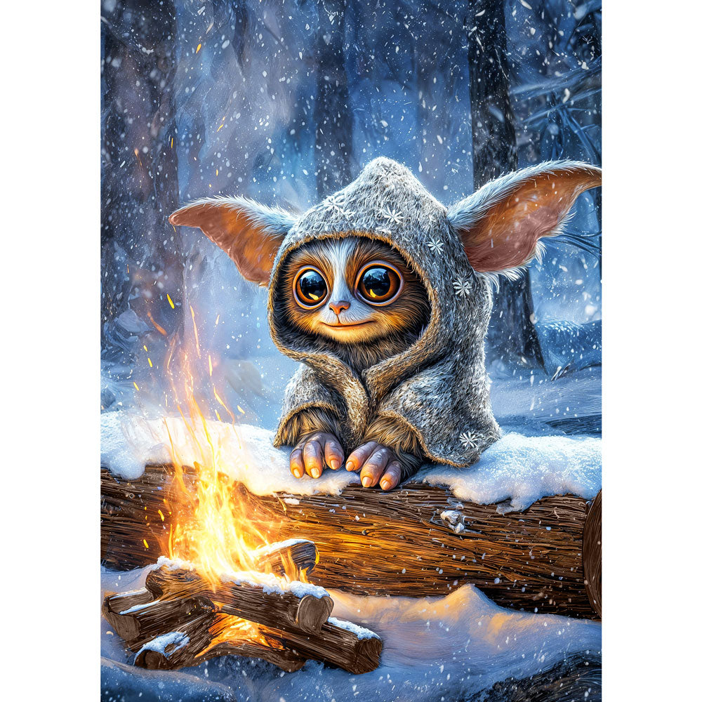 5D Diamond Painting – Funkelpfote im Schneezauber