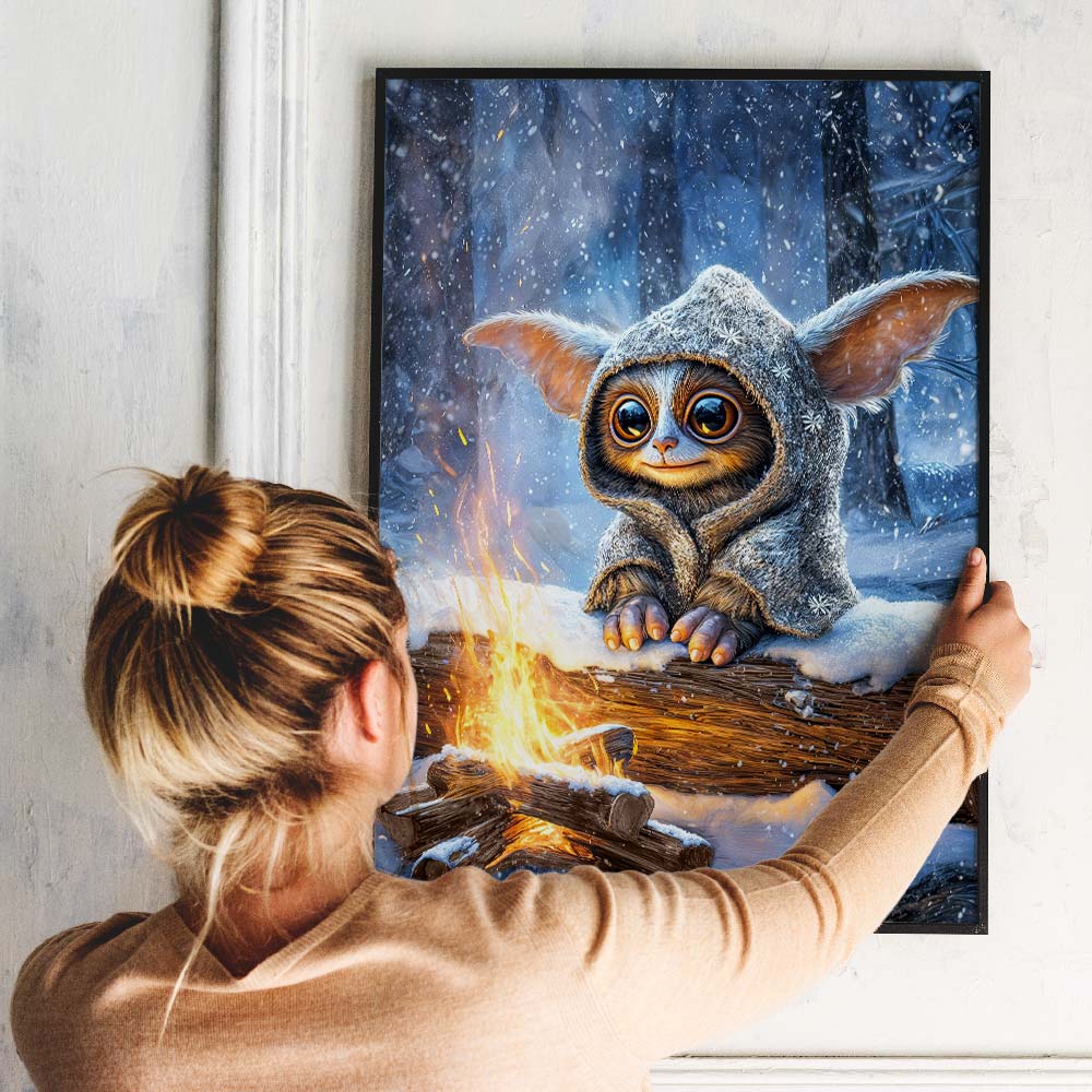 5D Diamond Painting – Funkelpfote im Schneezauber