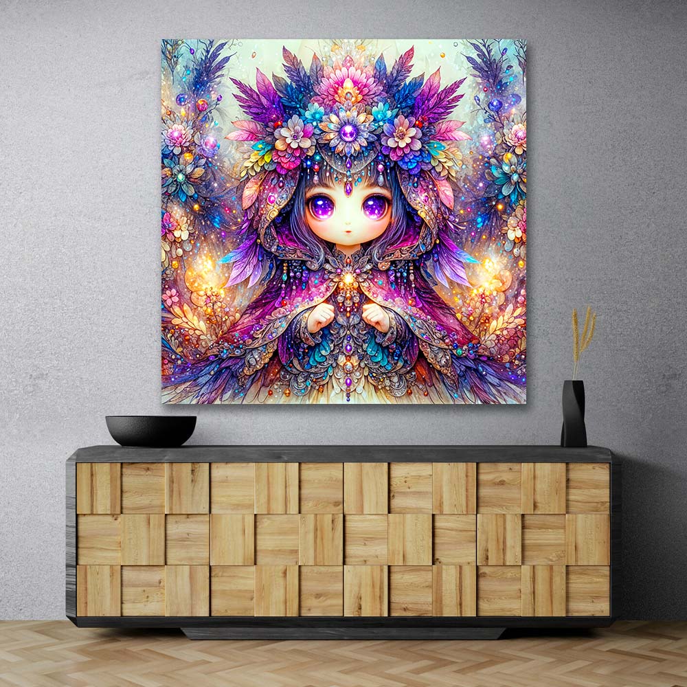 5D Diamond Painting – Galaxia, Hüterin der Juwelenblüten, Unique-Diamond