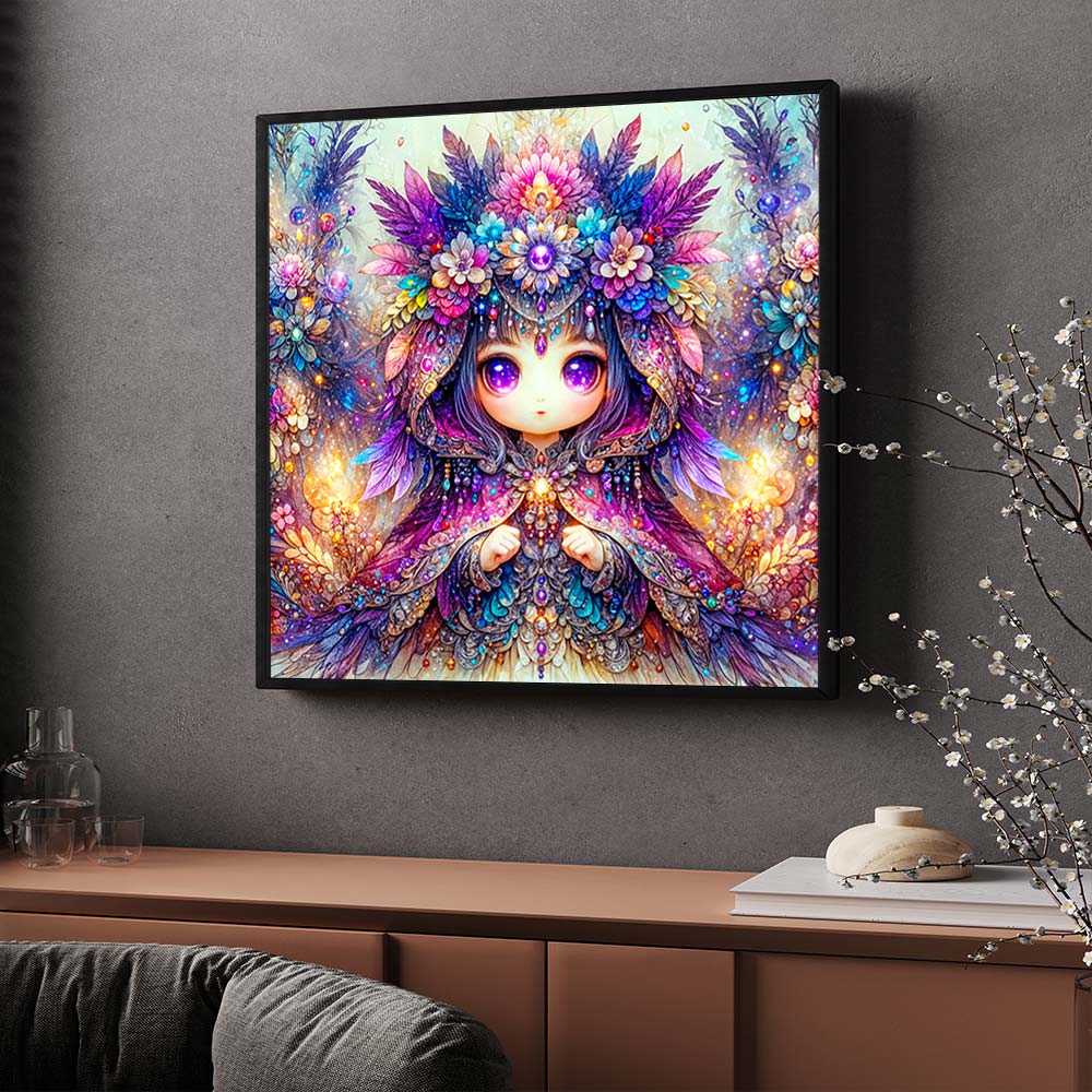 5D Diamond Painting – Galaxia, Hüterin der Juwelenblüten, Unique-Diamond