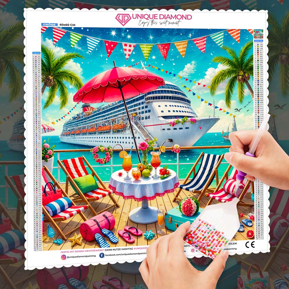 5D Diamond Painting – Karibiktraum mit Kapitänin Marie, Unique-Diamond