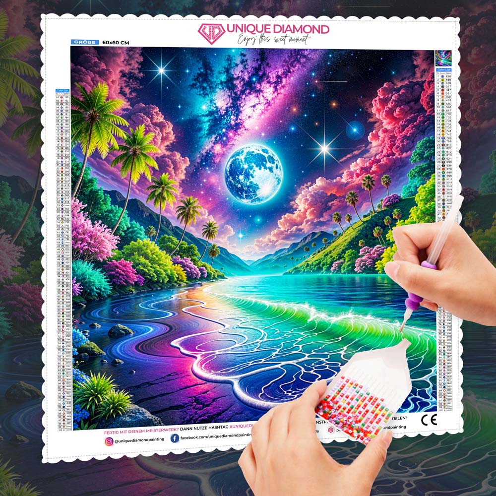 5D Diamond Painting – Luna Bay unter Sternenlicht, Unique-Diamond