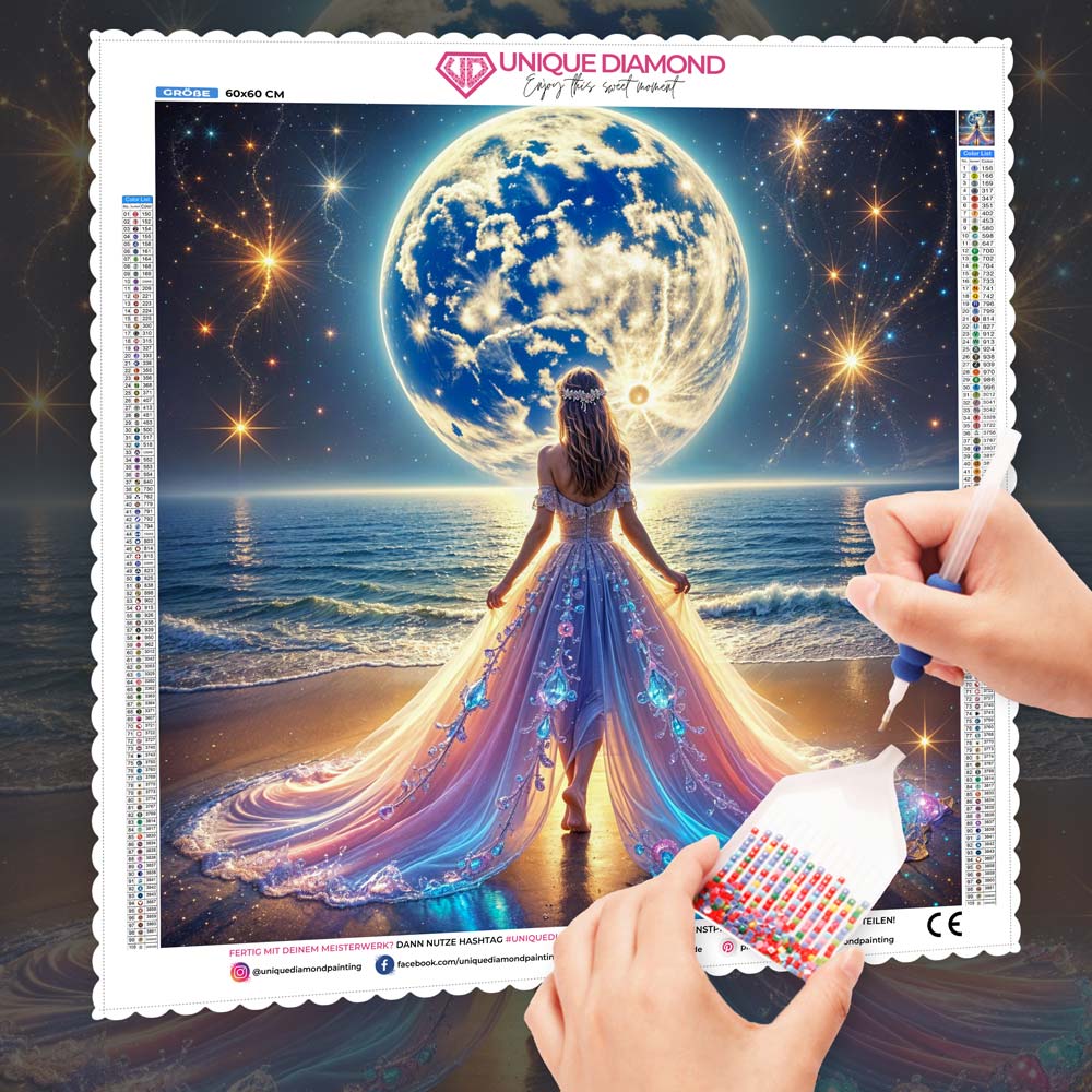 5D Diamond Painting – Luna auf dem Sternenstrand