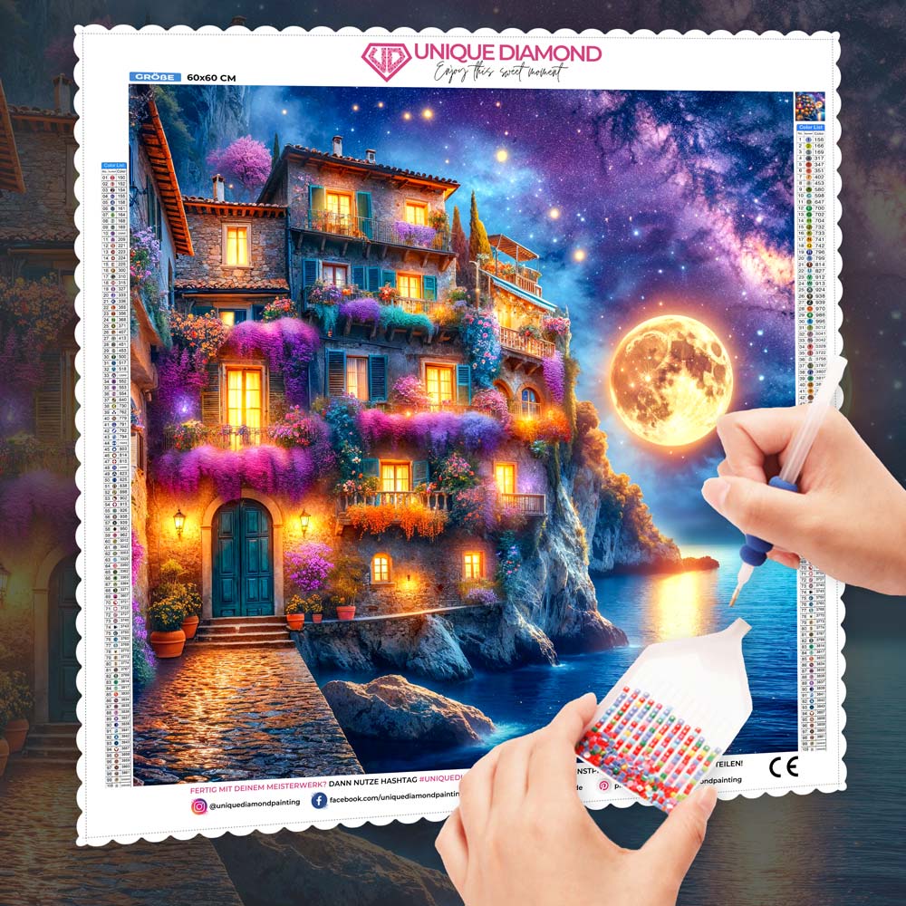 5D Diamond Painting – Mondnacht über Lavinia, Unique-Diamond