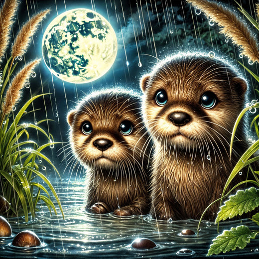 5D Diamond Painting – Otterträume im Mondlicht, Unique-Diamond