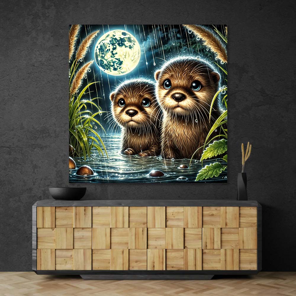 5D Diamond Painting – Otterträume im Mondlicht, Unique-Diamond