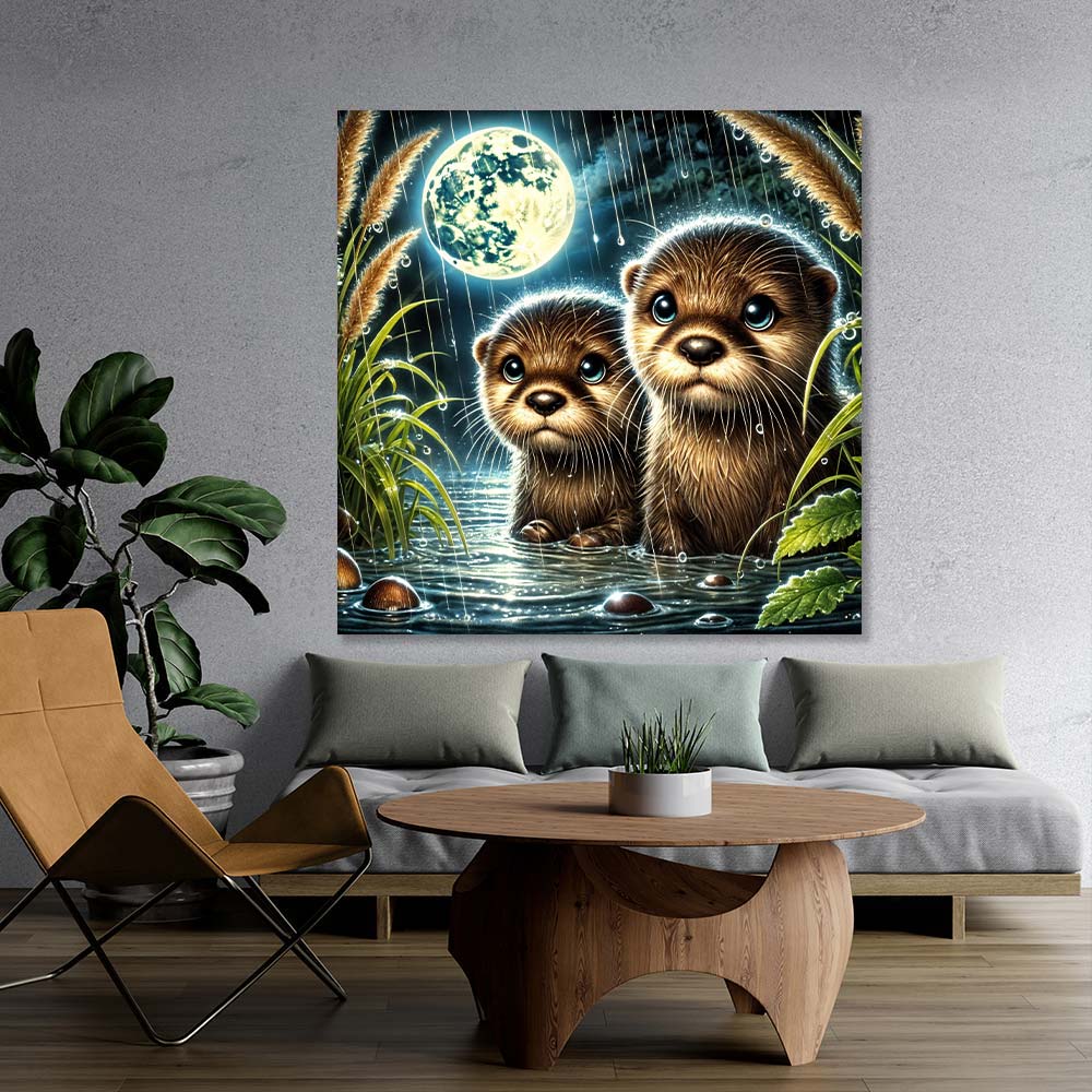 5D Diamond Painting – Otterträume im Mondlicht, Unique-Diamond