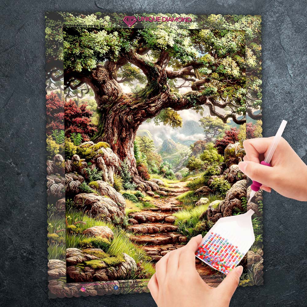 5D Diamond Painting – Pfad des alten Baums Unique-Diamond