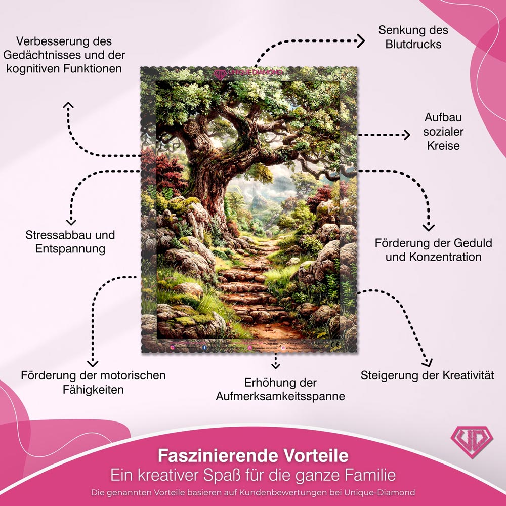 5D Diamond Painting – Pfad des alten Baums Unique-Diamond