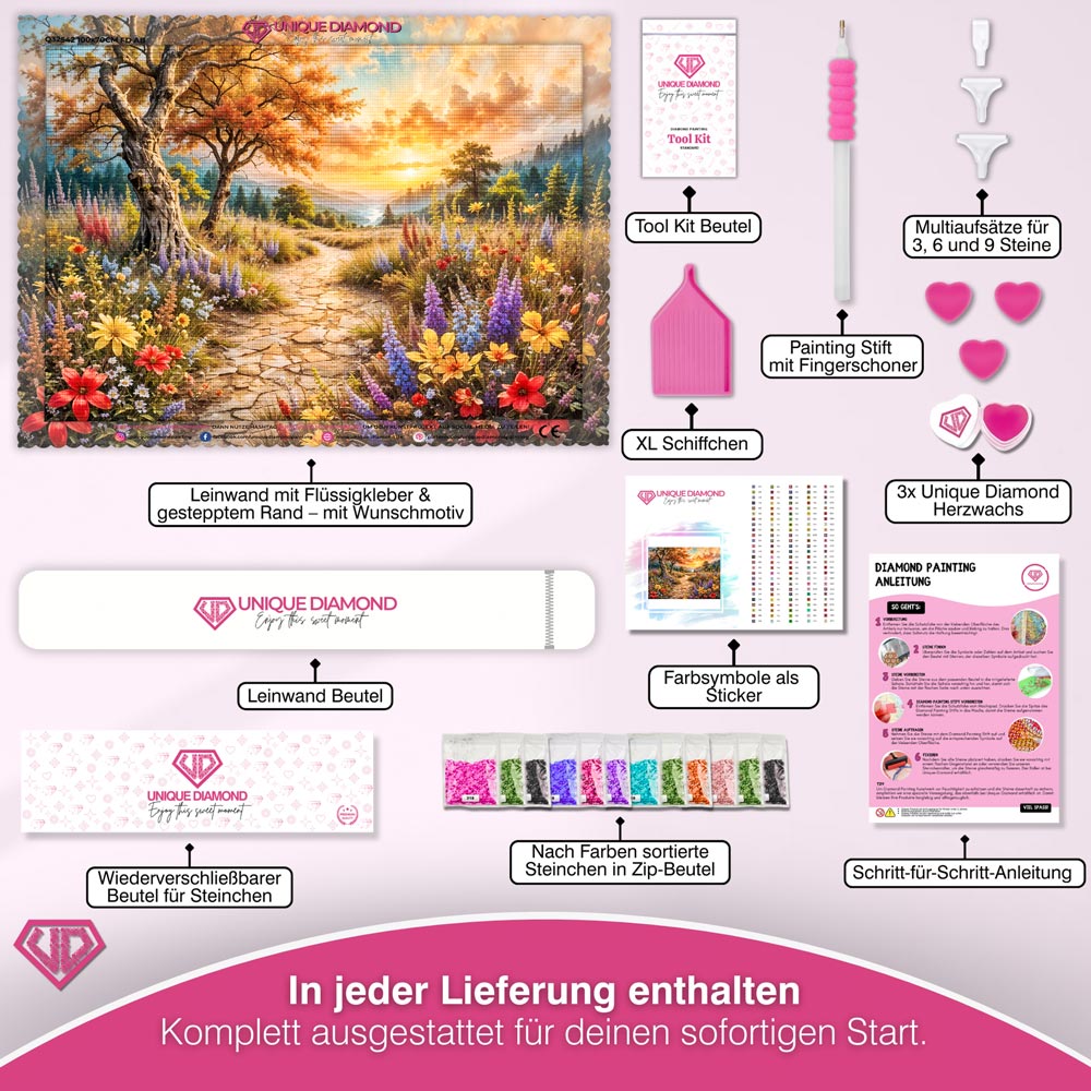 5D Diamond Painting – Pfad ins Abendgold Unique-Diamond