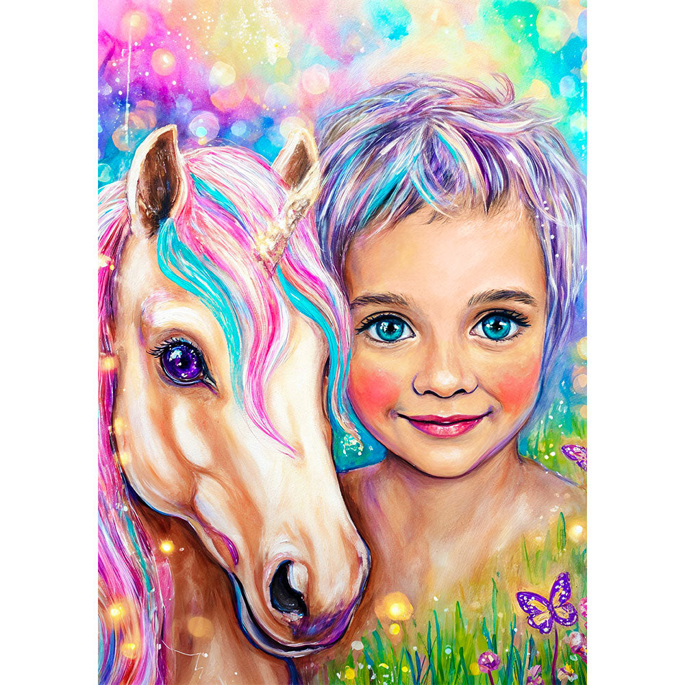 5D Diamond Painting – Regenbogenglanz und Einhornzauber, Unique-Diamond
