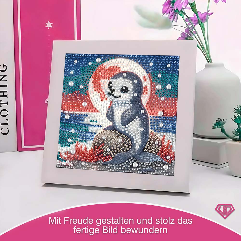 5D Diamond Painting – Robbe Luna im Polarlicht, Unique-Diamond