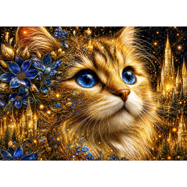 5D Diamond Painting – Saphirnacht im Goldenen Märchenreich | Unique Diamond