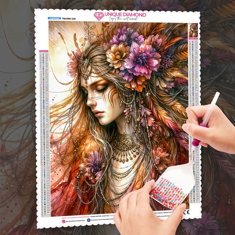 5D Diamond Painting – Seraphina – Göttin des Herbstlichts, Unique-Diamond