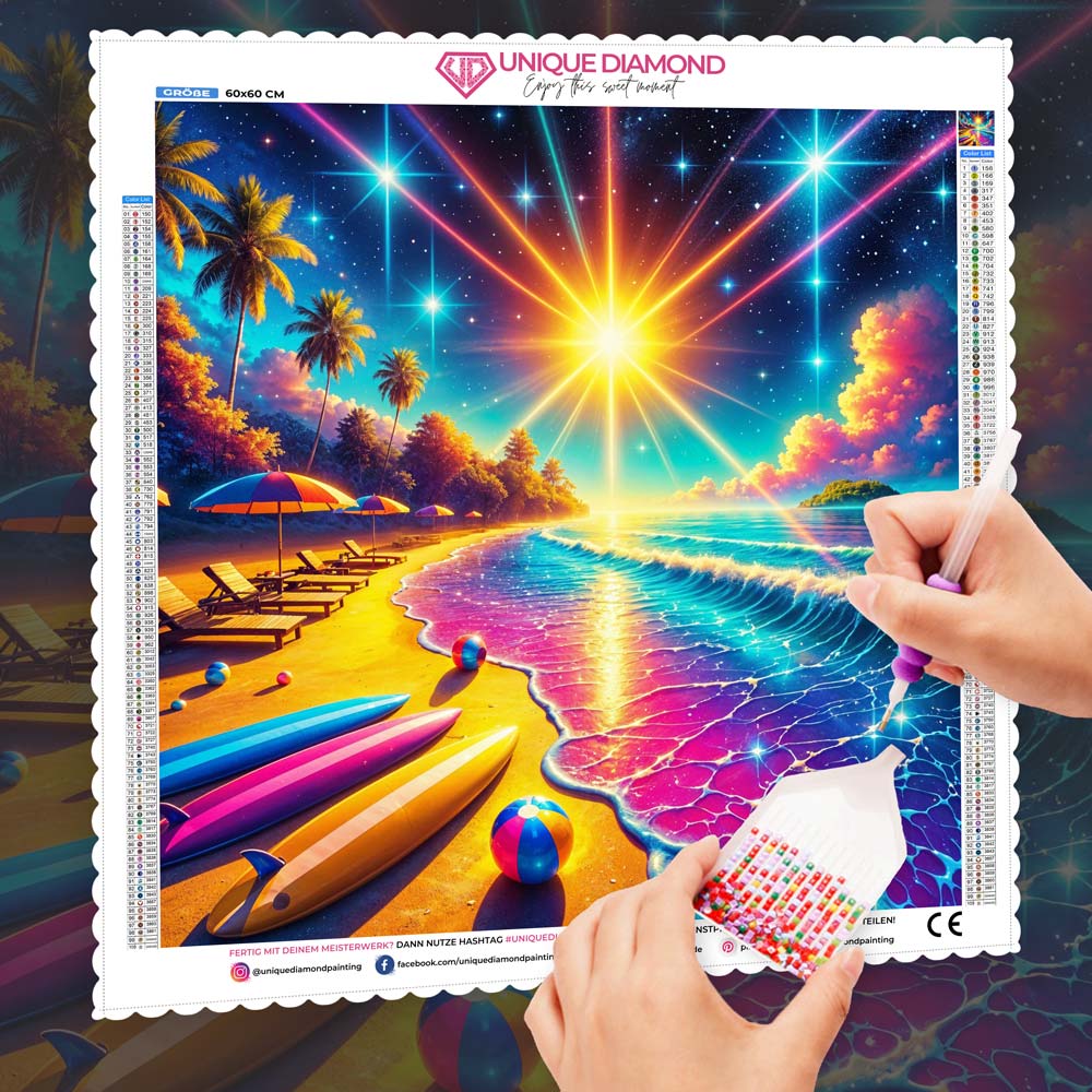 5D Diamond Painting – Sonnenzauber am Traumstrand, Unique-Diamond