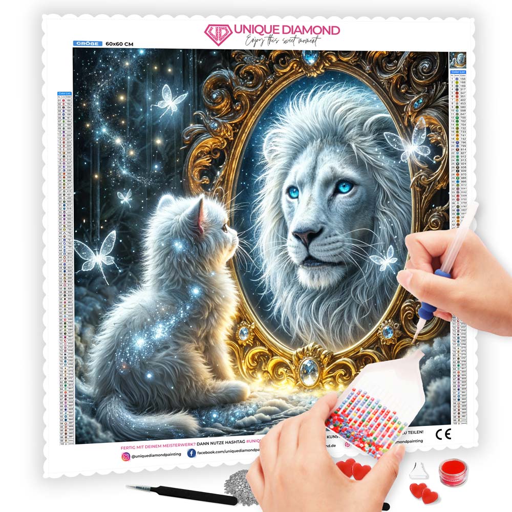 5D Diamond Painting – Spiegelbild der Stärke, Unique-Diamond