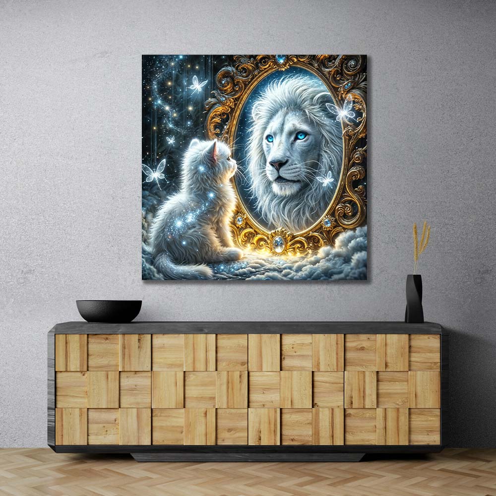 5D Diamond Painting – Spiegelbild der Stärke, Unique-Diamond