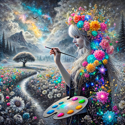 5D Diamond Painting – Sternenmalerin der Blütennacht, Unique-Diamond