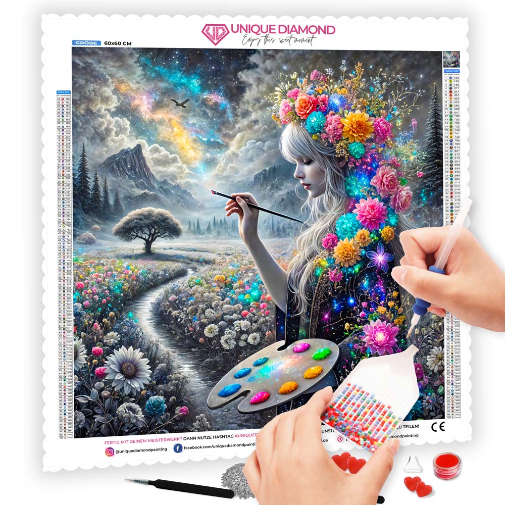 5D Diamond Painting – Sternenmalerin der Blütennacht