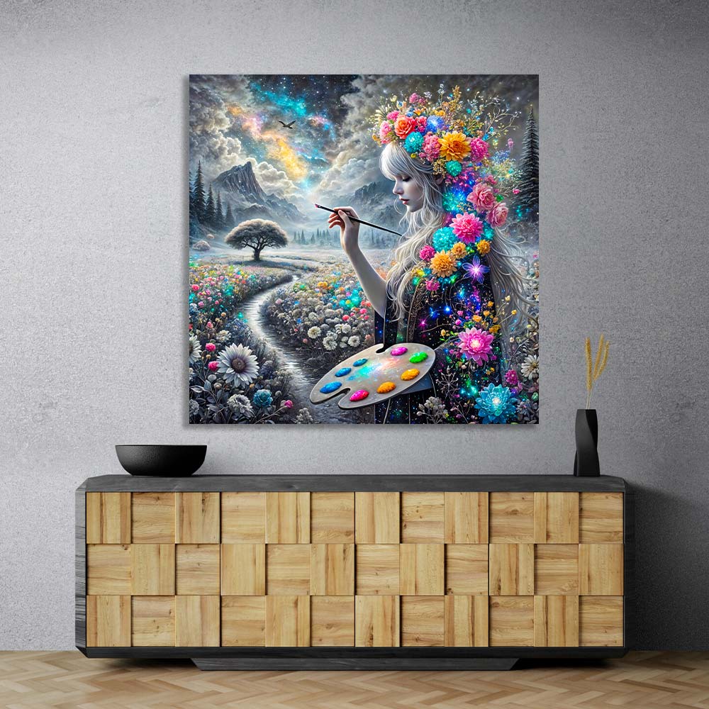 5D Diamond Painting – Sternenmalerin der Blütennacht