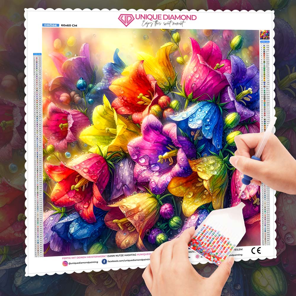 5D Diamond Painting – Tautropfen der Farbenpracht, Unique-Diamond