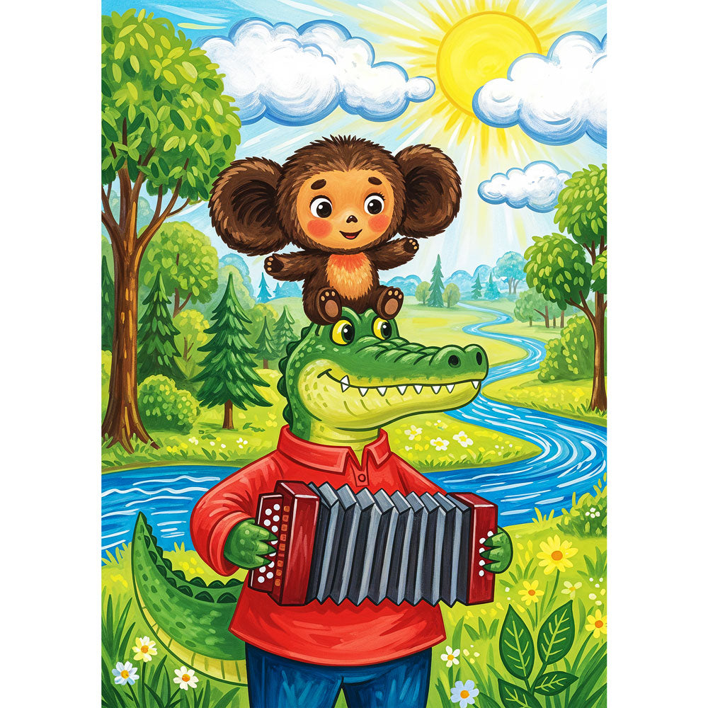 5D Diamond Painting – Tscheburaschka & Gena: Freunde fürs Leben Unique-Diamond