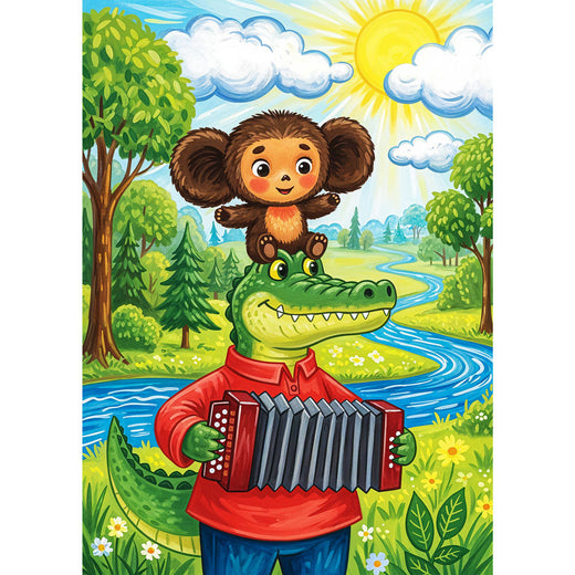 5D Diamond Painting – Tscheburaschka & Gena: Freunde fürs Leben Unique-Diamond