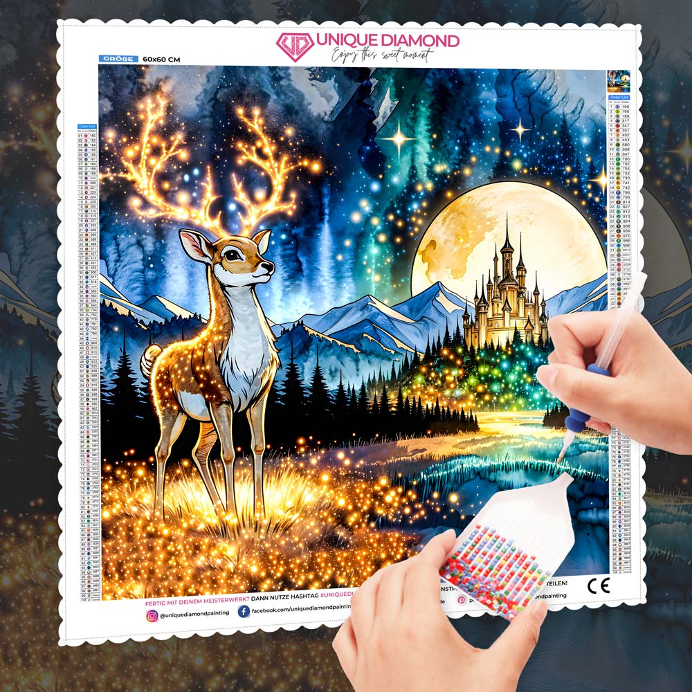 5D Diamond Painting – Wächter des Lichtschlosses, Unique-Diamond