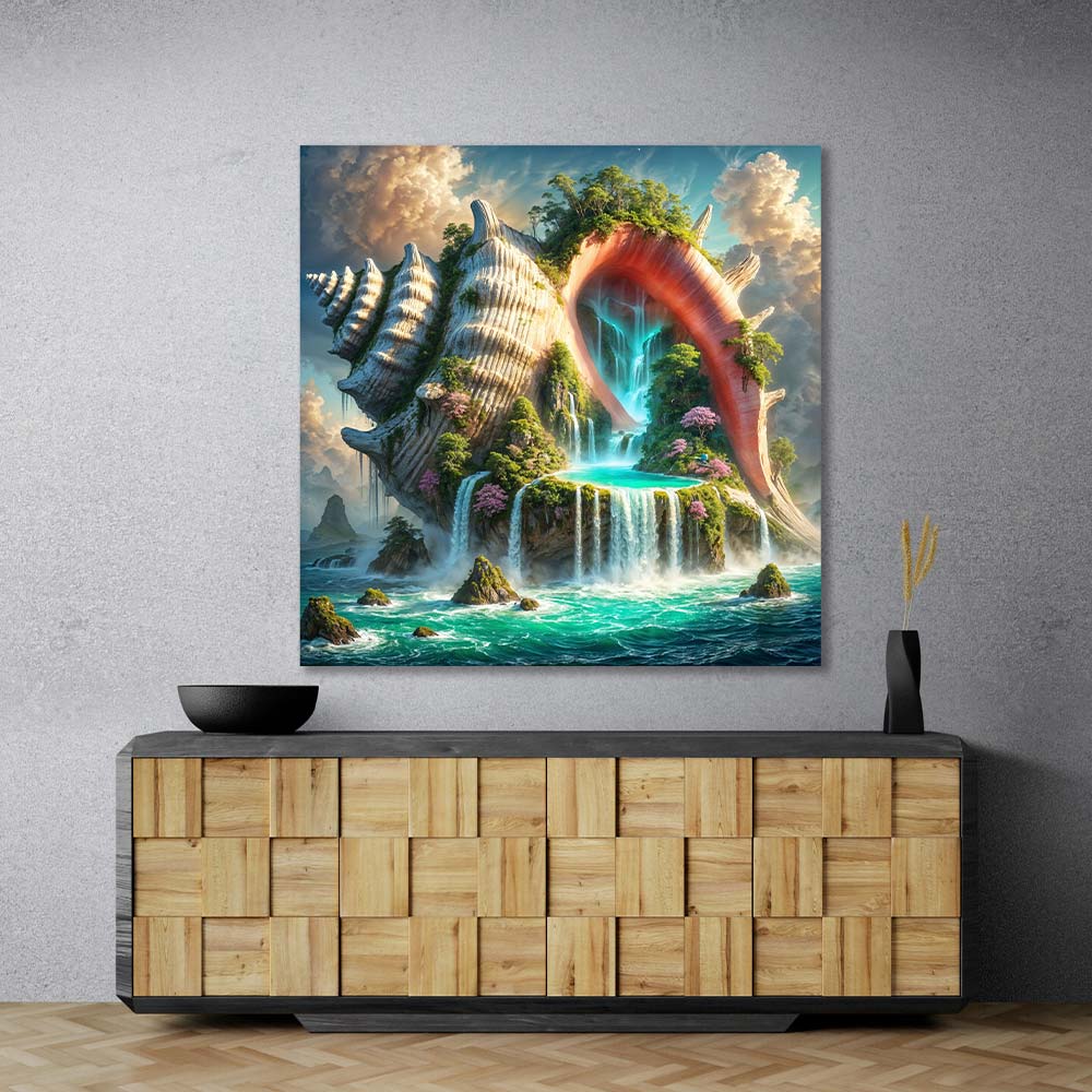 5D Diamond Painting – Wasserparadies in der Riesenmuschel, Unique-Diamond