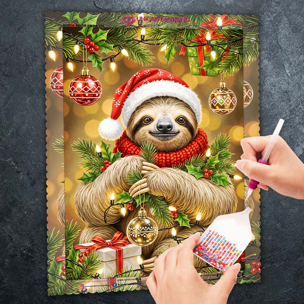 5D Diamond Painting – Weihnachts-Faultier der Freude