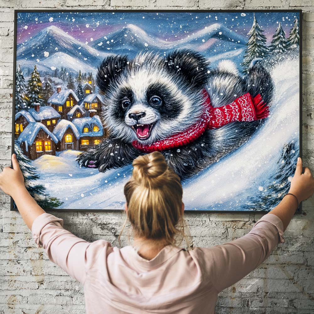5D Diamond Painting – Winterspaß im Schneedorf, Unique-Diamond