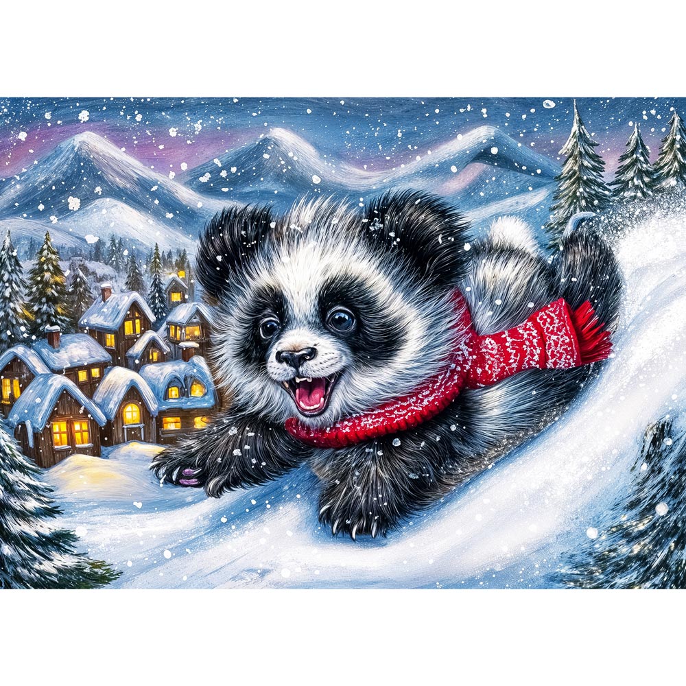 5D Diamond Painting – Winterspaß im Schneedorf, Unique-Diamond