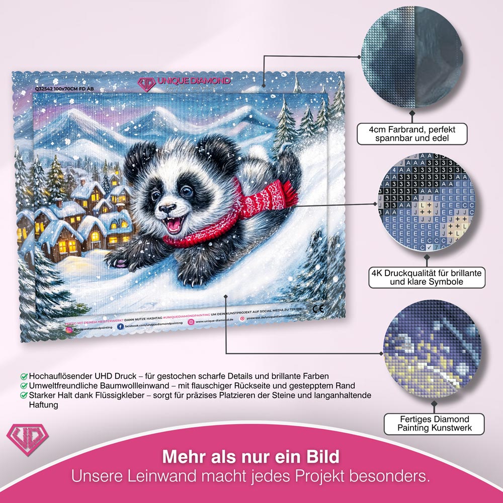 5D Diamond Painting – Winterspaß im Schneedorf, Unique-Diamond