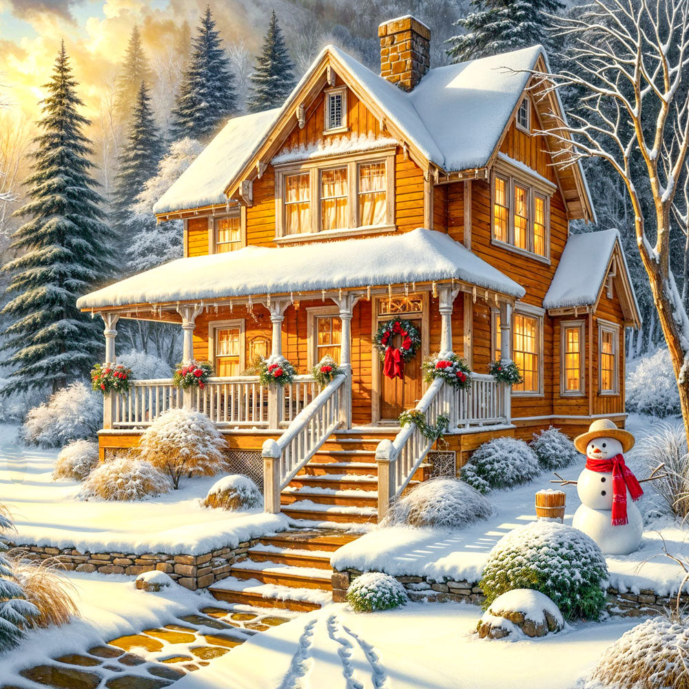 5D Diamond Painting – Wintertraum am Waldrand, Unique-Diamond