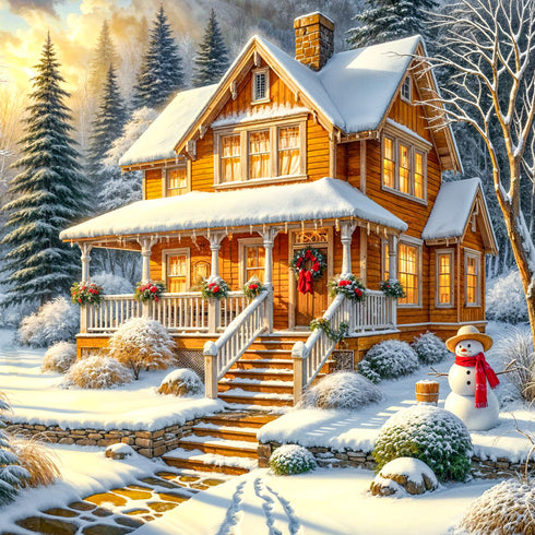 5D Diamond Painting – Wintertraum am Waldrand, Unique-Diamond