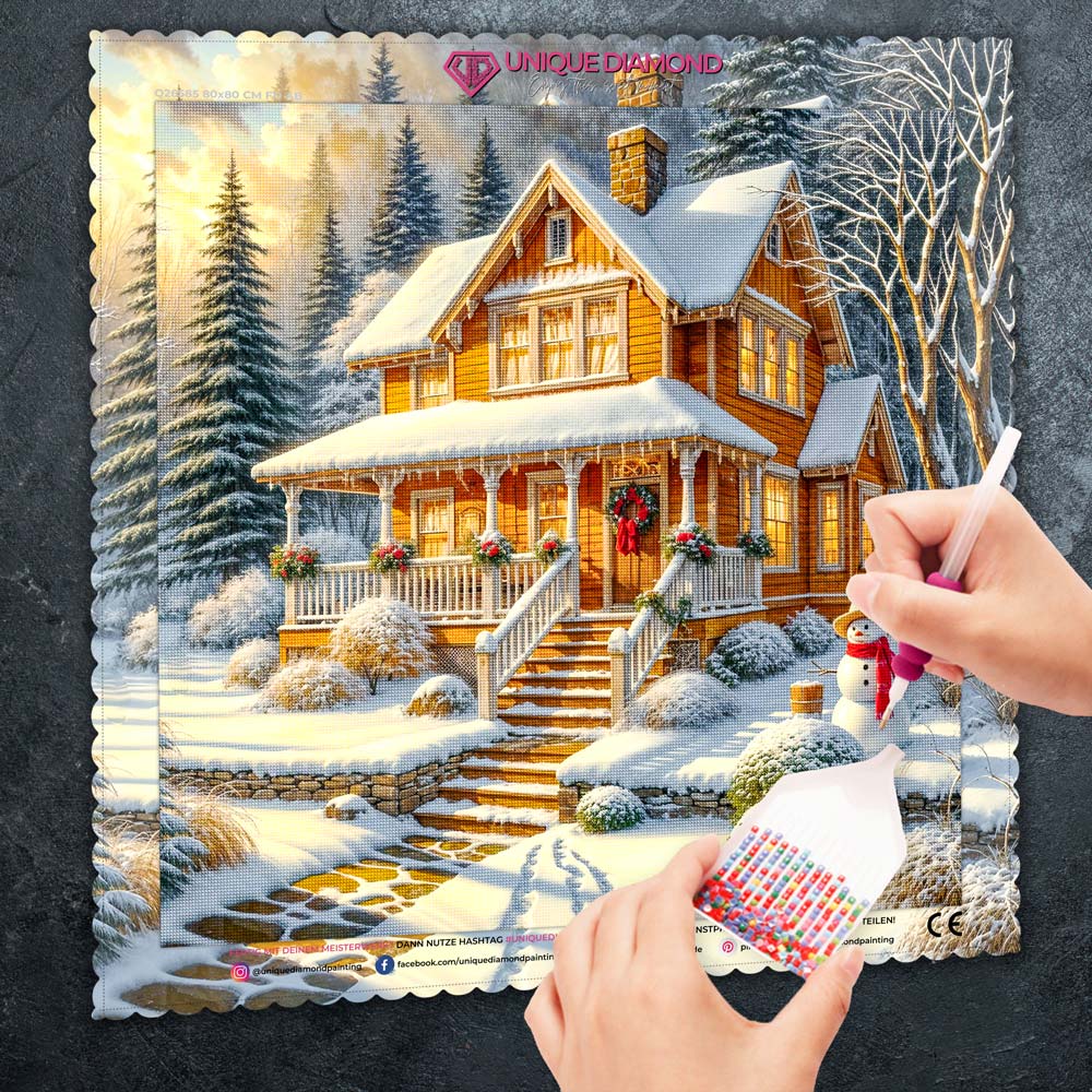 5D Diamond Painting – Wintertraum am Waldrand, Unique-Diamond