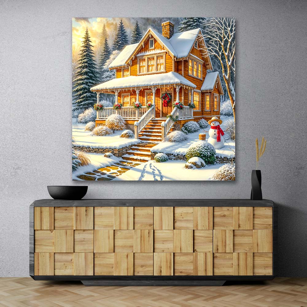 5D Diamond Painting – Wintertraum am Waldrand, Unique-Diamond
