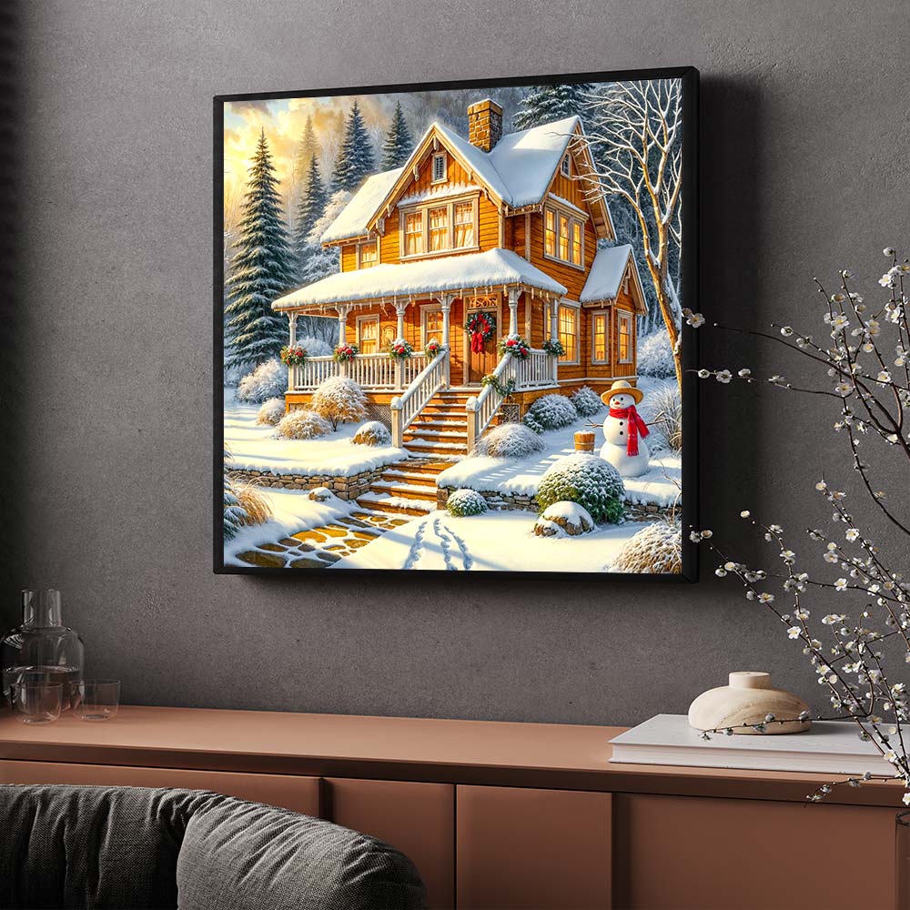 5D Diamond Painting – Wintertraum am Waldrand, Unique-Diamond
