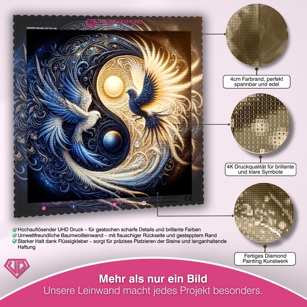 5D Diamond Painting – Yin und Yang Phönix-Vögel, Unique-Diamond