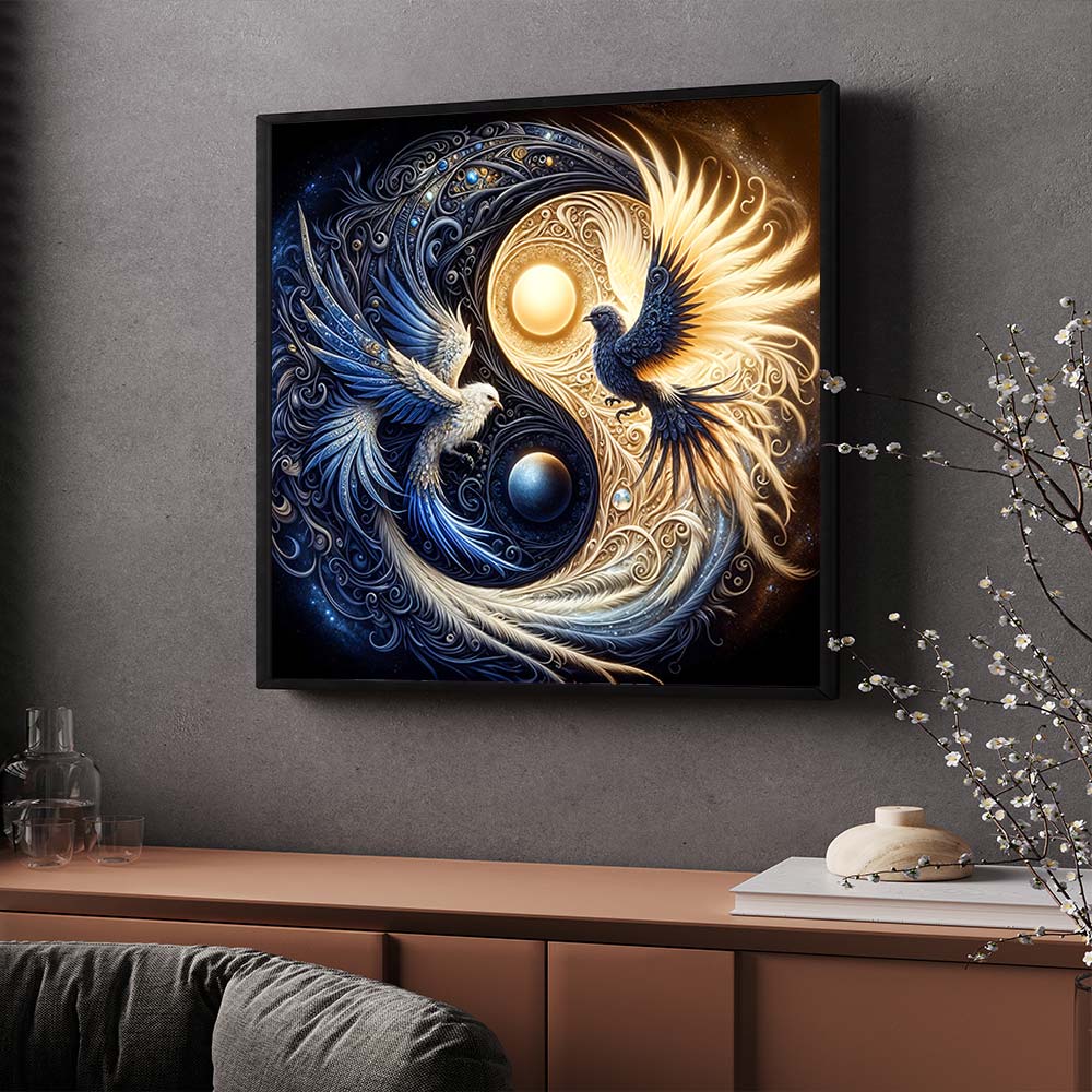 5D Diamond Painting – Yin und Yang Phönix-Vögel, Unique-Diamond