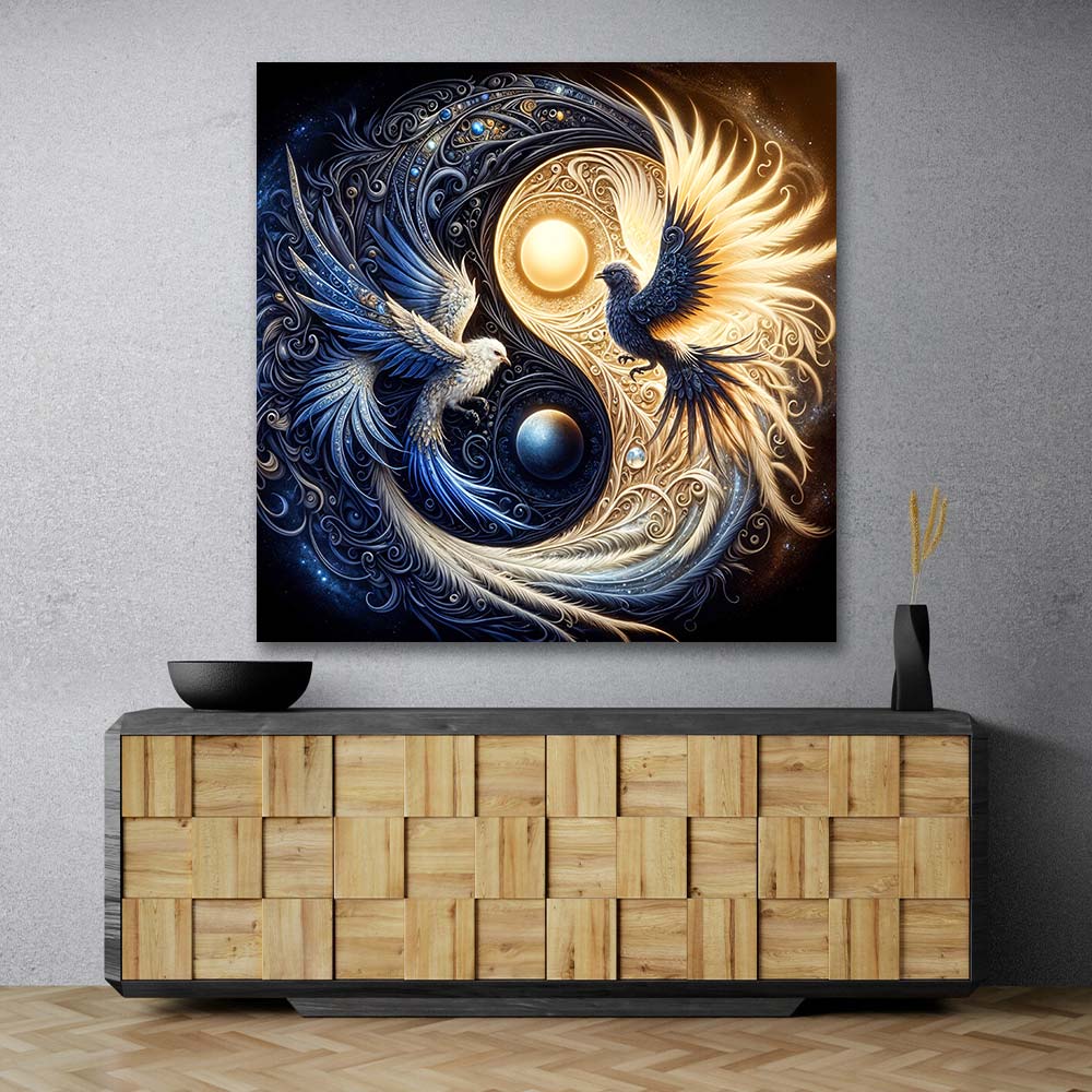 5D Diamond Painting – Yin und Yang Phönix-Vögel, Unique-Diamond