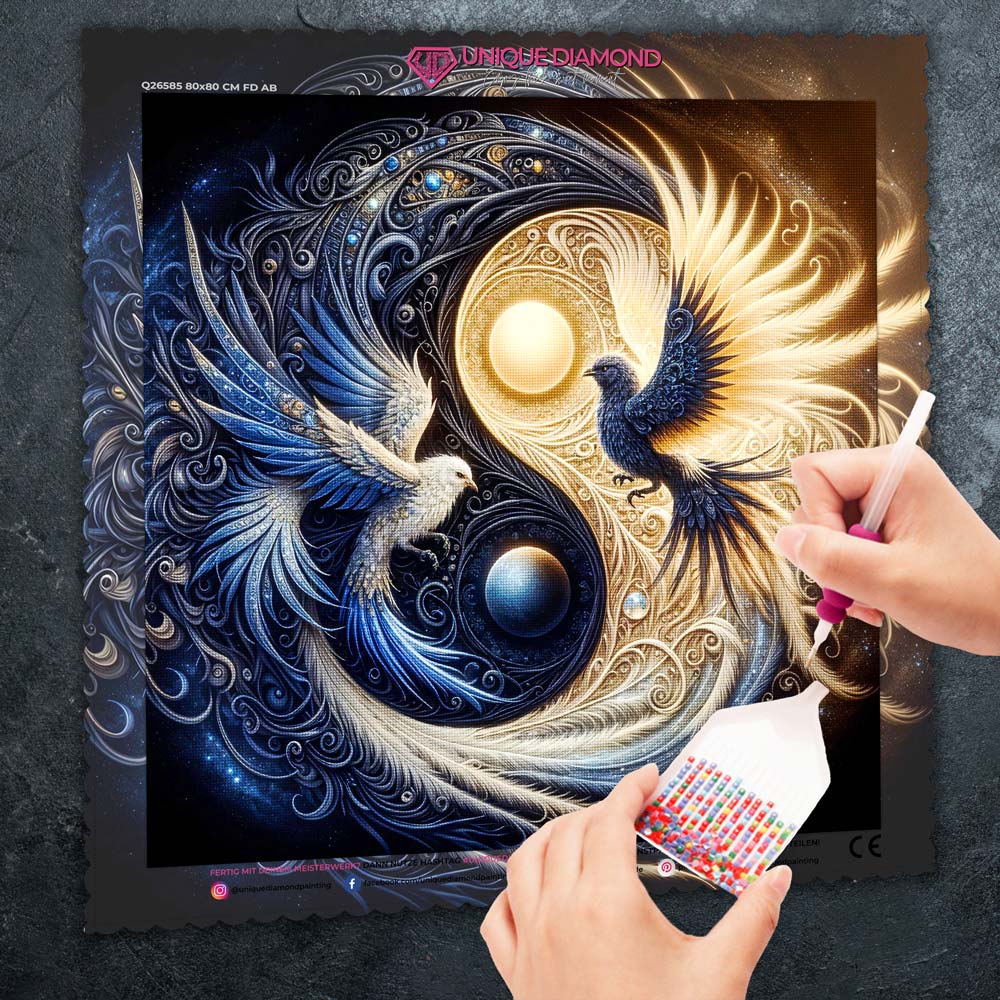 5D Diamond Painting – Yin und Yang Phönix-Vögel, Unique-Diamond