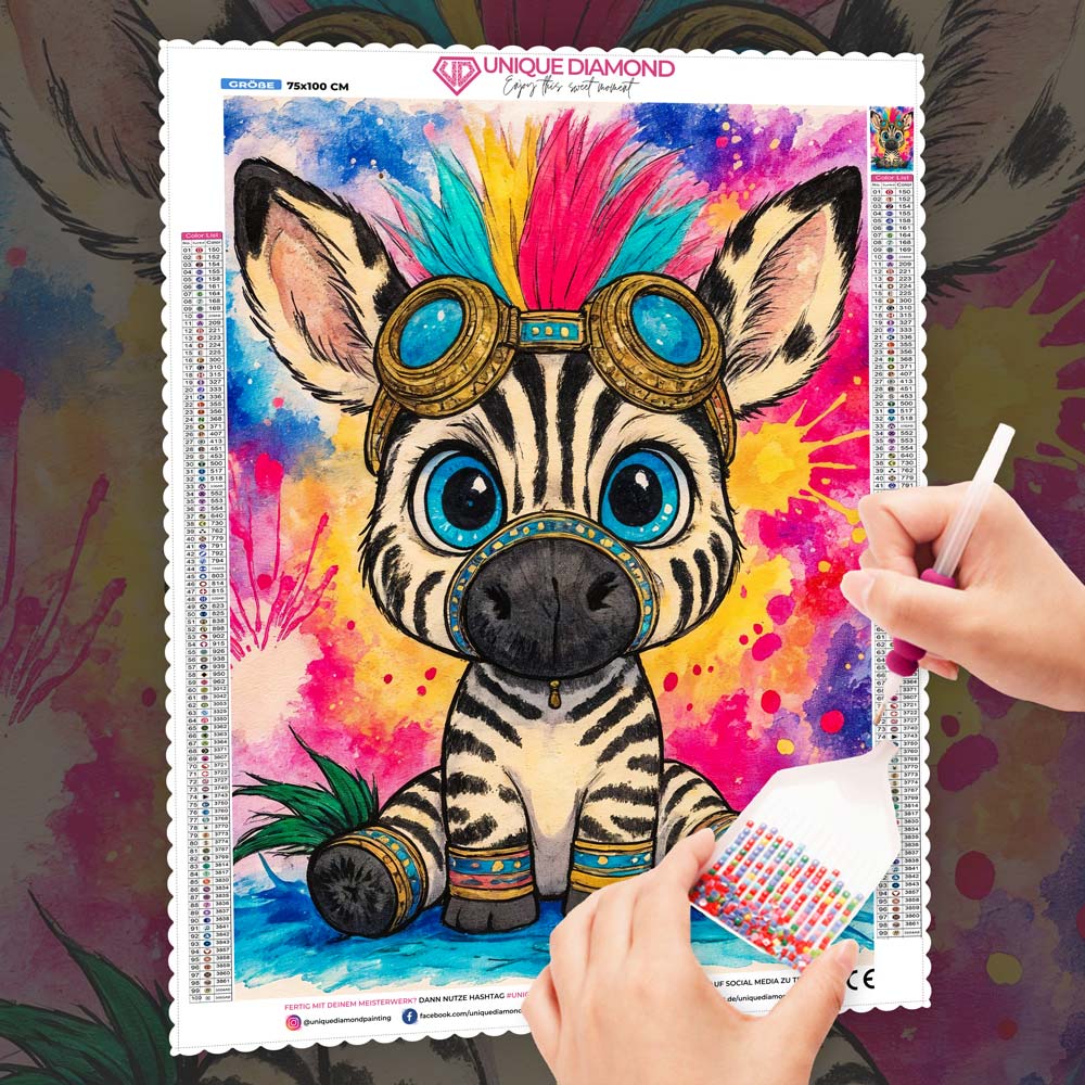 5D Diamond Painting – Zimba das Funkel-Zebra Unique-Diamond