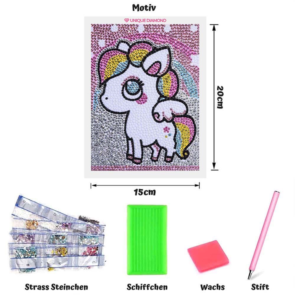 5D Diamond Painting Glitzer-Einhorn Luna mit Strasssteinchen