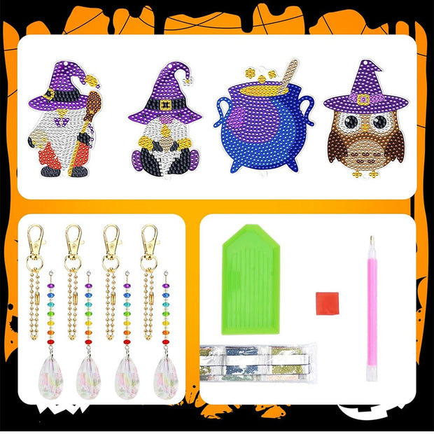 5D Diamond Painting Kristall Windspiel Halloween 4 Stück, Unique-Diamond