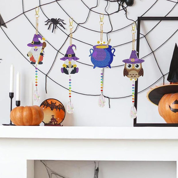 5D Diamond Painting Kristall Windspiel Halloween 4 Stück, Unique-Diamond