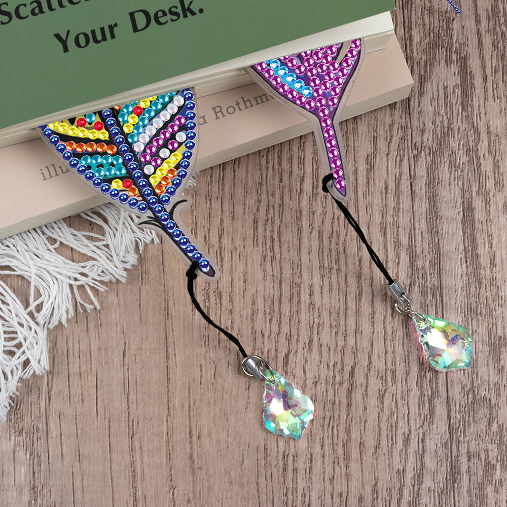 5D Diamond Painting Lesezeichen – Glanzfedern im 3er-Set, Unique-Diamond